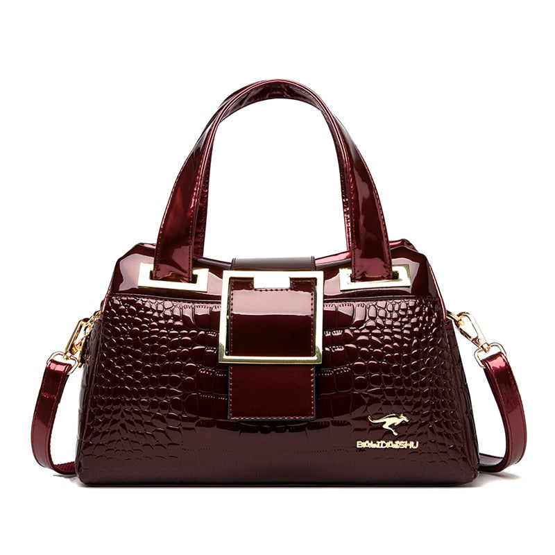 Designer Handbag Crocodile Pattern Leather